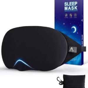 Mavogel Cotton Sleep Eye Mask - Updated Design Light Blocking with Adjustable Nose Bridge, Soft and Comfortable Night Eye Mask for Men Women, Eye Blinder for Shift Work, Includes Travel Pouch, Black