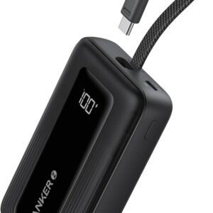 Anker Portable Charger, 10,000mAh 30W Power Bank, USB-C in and Out Fast Charging Battery Pack, Travel Essential Phone Power Bank, for iPhone 17/16/15, iPad, MacBook, Galaxy, Google, and More