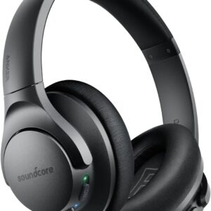 Soundcore Anker Life Q20 Hybrid Active Noise Cancelling Headphones, Wireless Over Ear Bluetooth Headphones, 60H Playtime, Hi-Res Audio, Deep Bass, Foam Ear Cups, Travel, Office, USB-C Charging