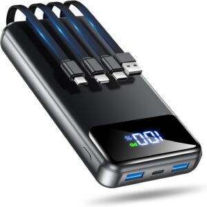 Portable Charger Power Bank 50000mAh Battery Pack, 22.5W Fast Charging PowerBank with Built in Cables,Travel Camping Essential USB-C Portable Phone Charger for iPhone Samsung Pixel Android iPad