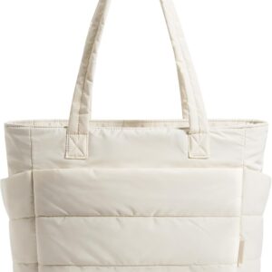 BAGSMART Tote Bag for Women, Lightweight Puffy Tote Bag with Compartments Shoulder Bag Handbag for Travel, Work, Gym