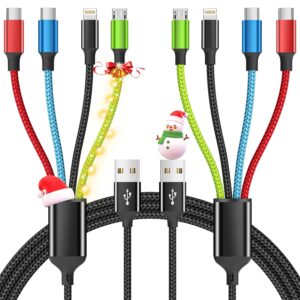 Travel Essentials Multi Charging Cable [2Pack 5FT], Car Accessories 4 in 1 Charging Cords, USB Cable Phone Charger with IP/Type C/Type C/Micro, Compatible with Most Phones/Tablets and More